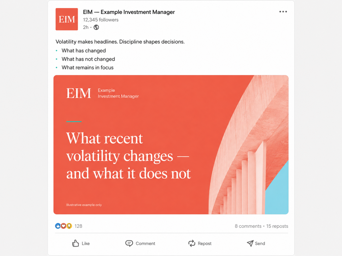 Illustrative EIM LinkedIn commentary post about recent market volatility.